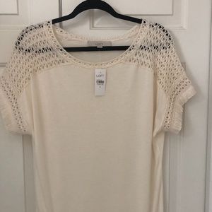 Loft Crochet Dolman Tee NWT